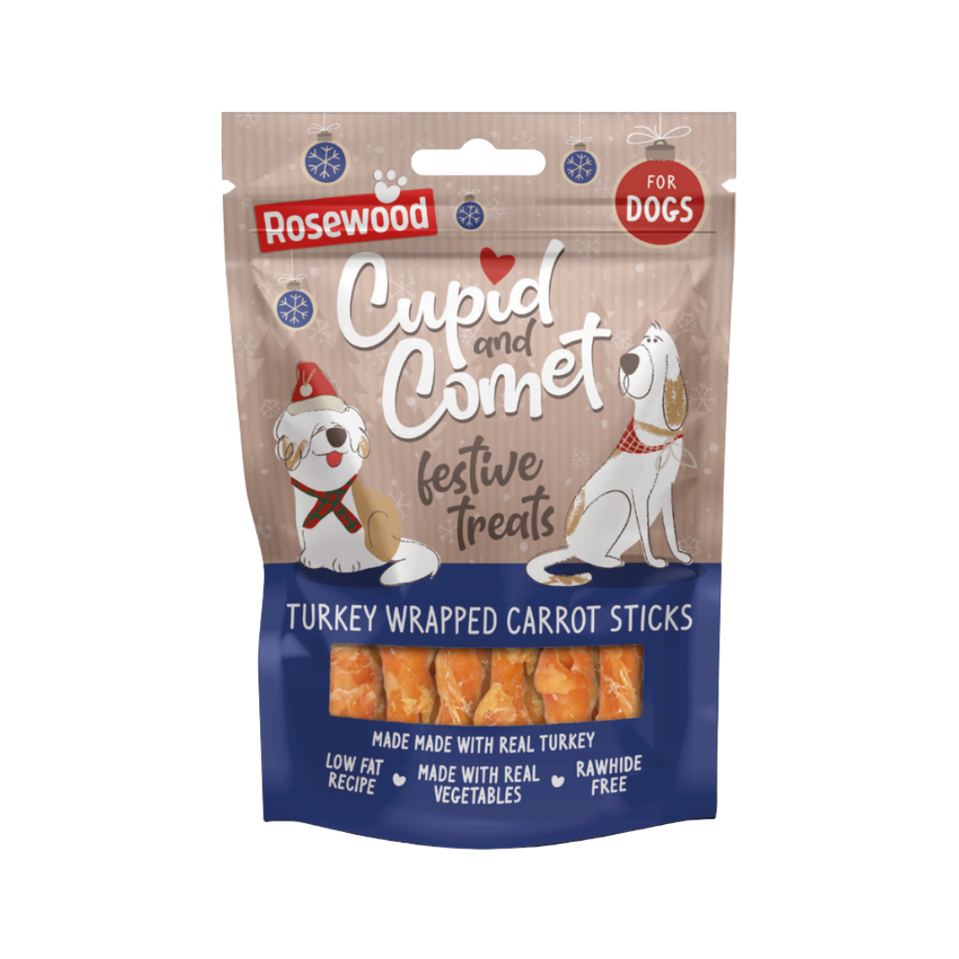 Rosewood Turkey Wrapped Carrot Twists Dog Treats 100g