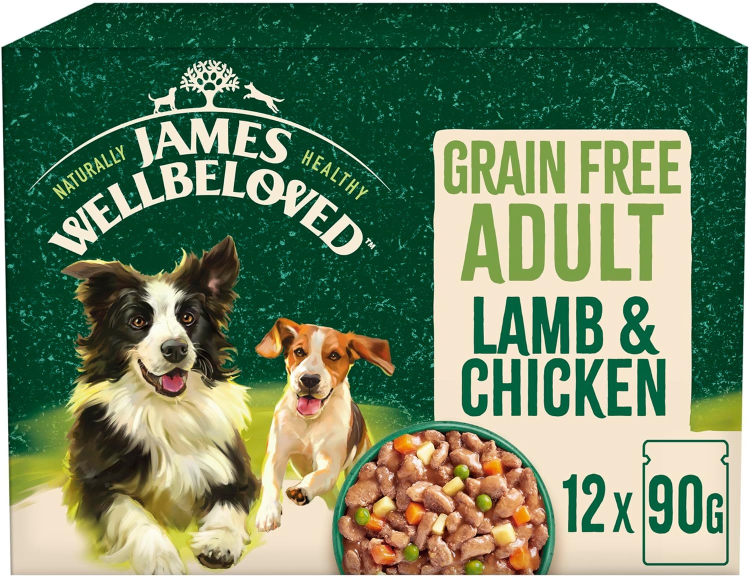 James Wellbeloved Adult Dog Food Grain Free Lamb in Gravy Pouch 90g x 12