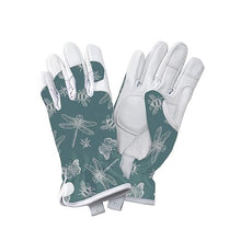 Load image into Gallery viewer, Kent &amp; Stowe Leather Gloves Flutter Bugs Teal/Purple Small/Medium
