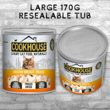 Load image into Gallery viewer, COOKHOUSE 100% Chicken Breast Freeze Dried Luxury Cat Treats - 170g Value Tub - 100% Natural - Grain Free - High Protein - Low Fat
