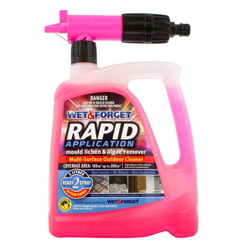 Wet & Forget Rapid Application Mould Lichen & Algae Remover, Outdoor Cleaning Solution 2L