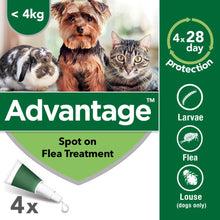 Load image into Gallery viewer, Advantage Spot On Flea Treatment For Cats, Dogs &amp; Rabbits - 4 Pipette Packs
