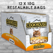 Load image into Gallery viewer, COOKHOUSE 100% Chicken Breast Freeze Dried Luxury Cat Treats - 12 x 10g Bags - 100% Natural - Grain Free - High Protein - Low Fat
