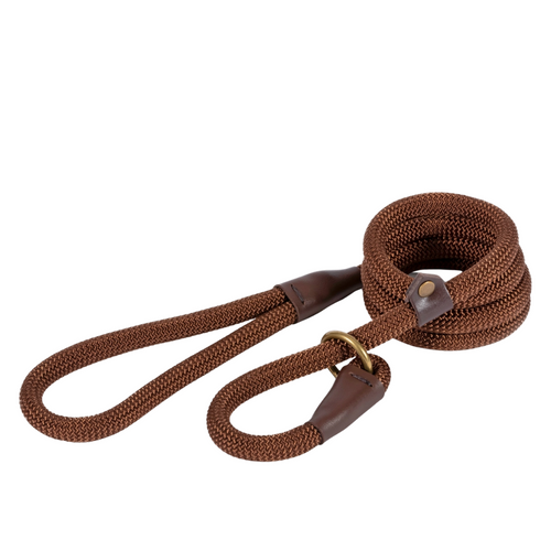 Ancol Heritage Deluxe Rope Slip Lead Brown 1.5m x 12mm