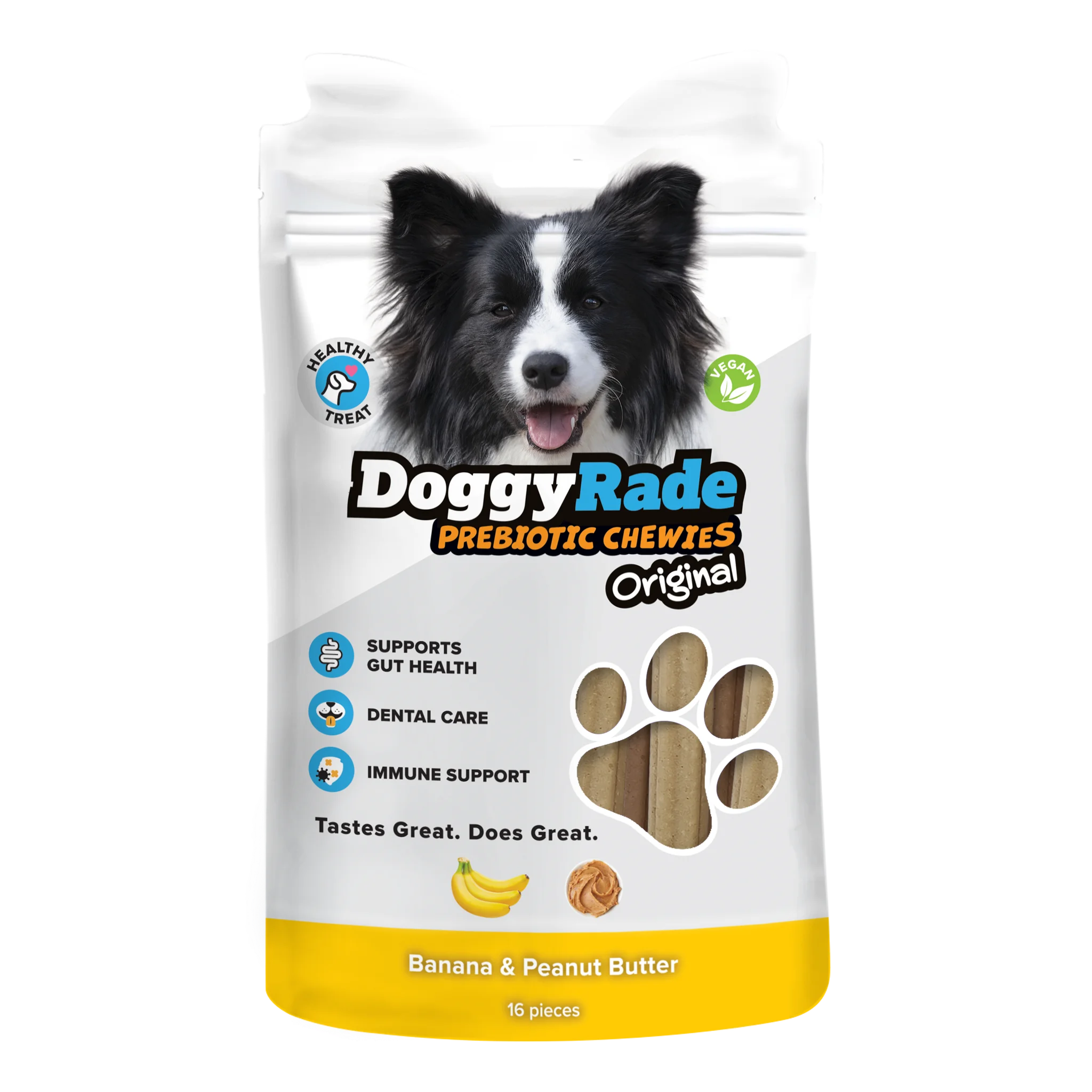 Doggyrade Prebiotic Chewies Dog Treats Chicken/Banana & Peanut Butter x 16 Chews