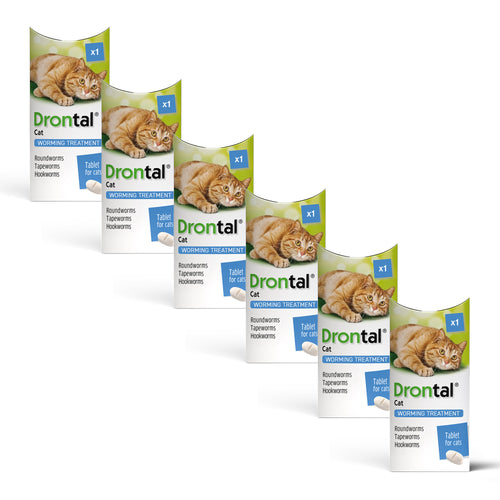 Drontal Wormer Tablets, Convenient for Small & Medium Cats (Under 4kg) 6 Tablets