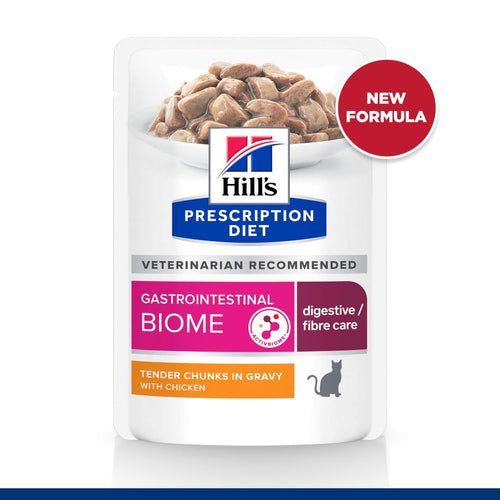 Hill's Prescription Diet Feline Gastrointestinal Biome Digestive & Fibre Care With Chicken Pouch 4 (12 x 85g)