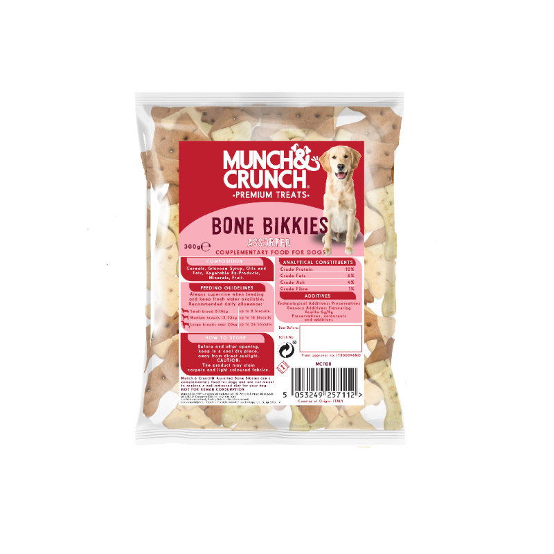 Munch & Crunch Premium Dog Treats Assorted Bone Bikkies 300g