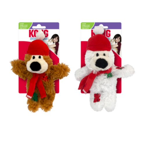 KONG Holiday Softies Bear Cat Toy with Catnip Assorted