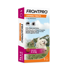Load image into Gallery viewer, FRONTPRO® Chewable Tablets Flea &amp; Tick Treatment for Dogs 1 Tablet
