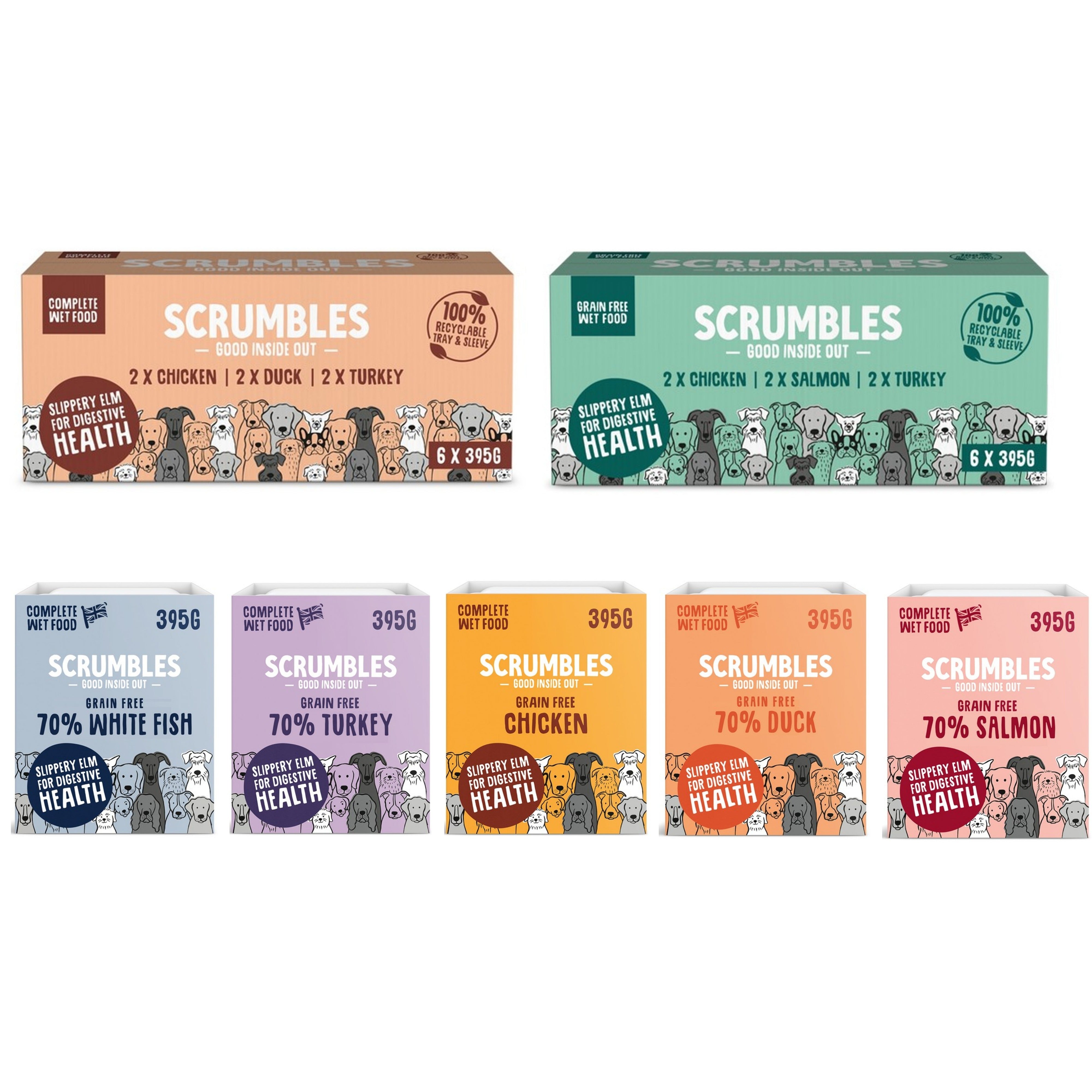 Scrumbles Wet Dog Food Chicken/Duck/Turkey/Salmon/White Fish 395g