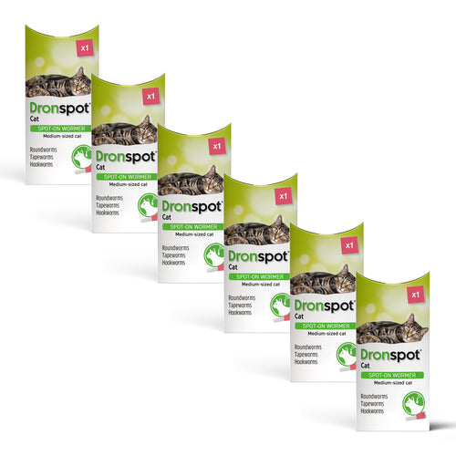 Dronspot Spot On Wormer for Medium Cats (2.5 to 5kg) 6 Pipettes