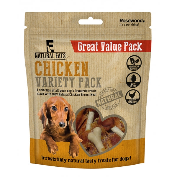 Natural Eats Chicken Variety Treats Pack For Dogs - 320g 