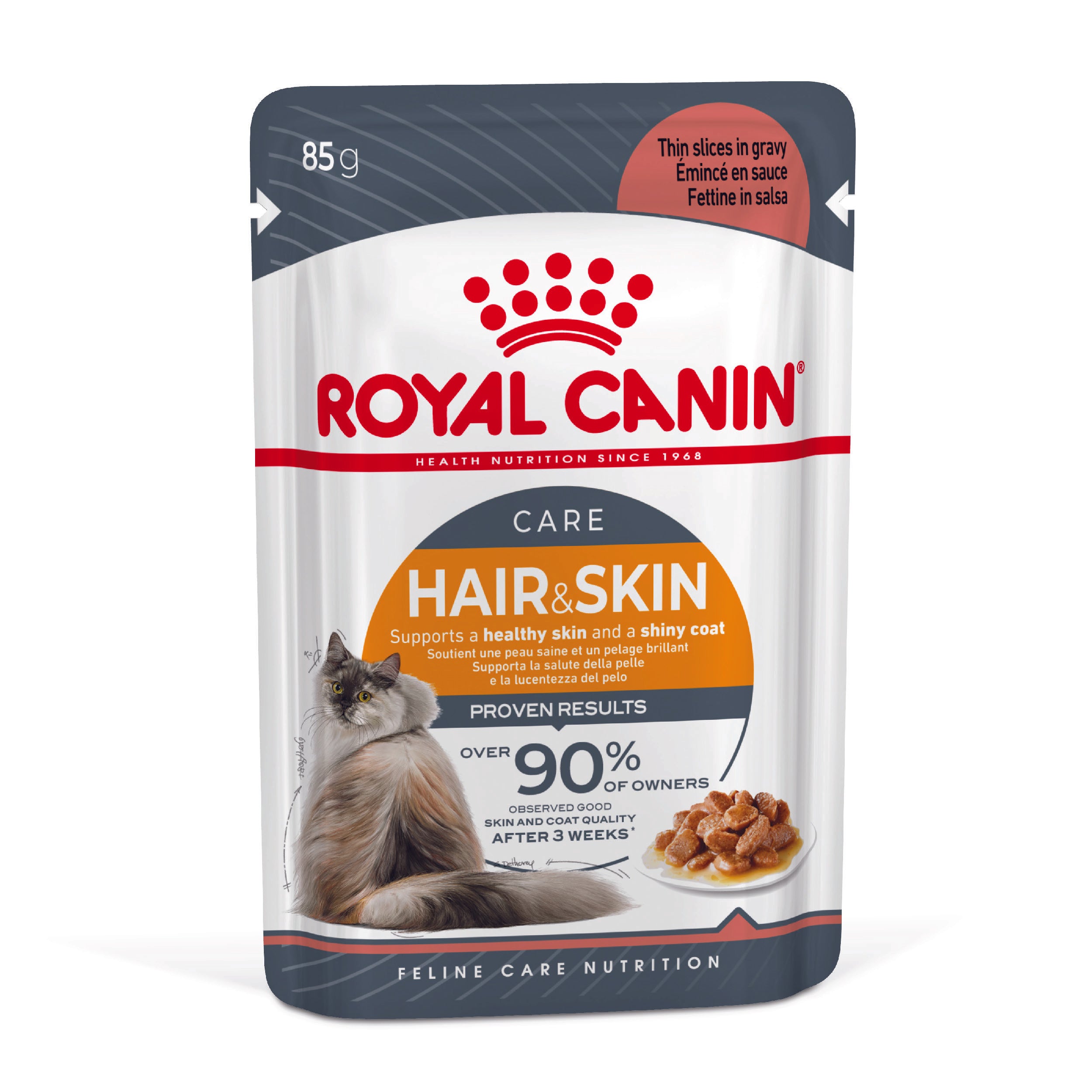 Royal Canin Wet Cat Food Hair & Skin Care in Gravy Pack of 12 x 85g