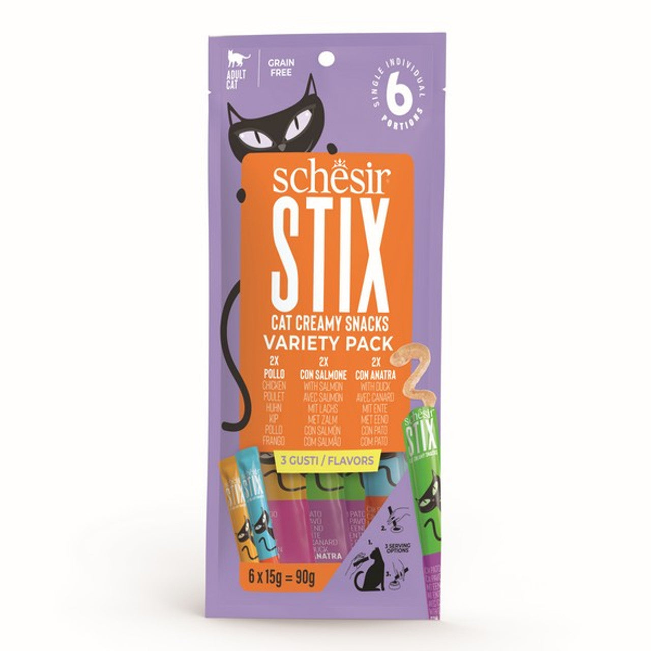 Schesir Stix Adult Cat Snacks 6x15g 12 Pack