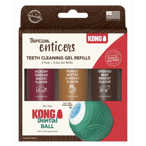 TropiClean Enticers Teeth Cleaning Gel Variety Pack for KONG Dental Ball