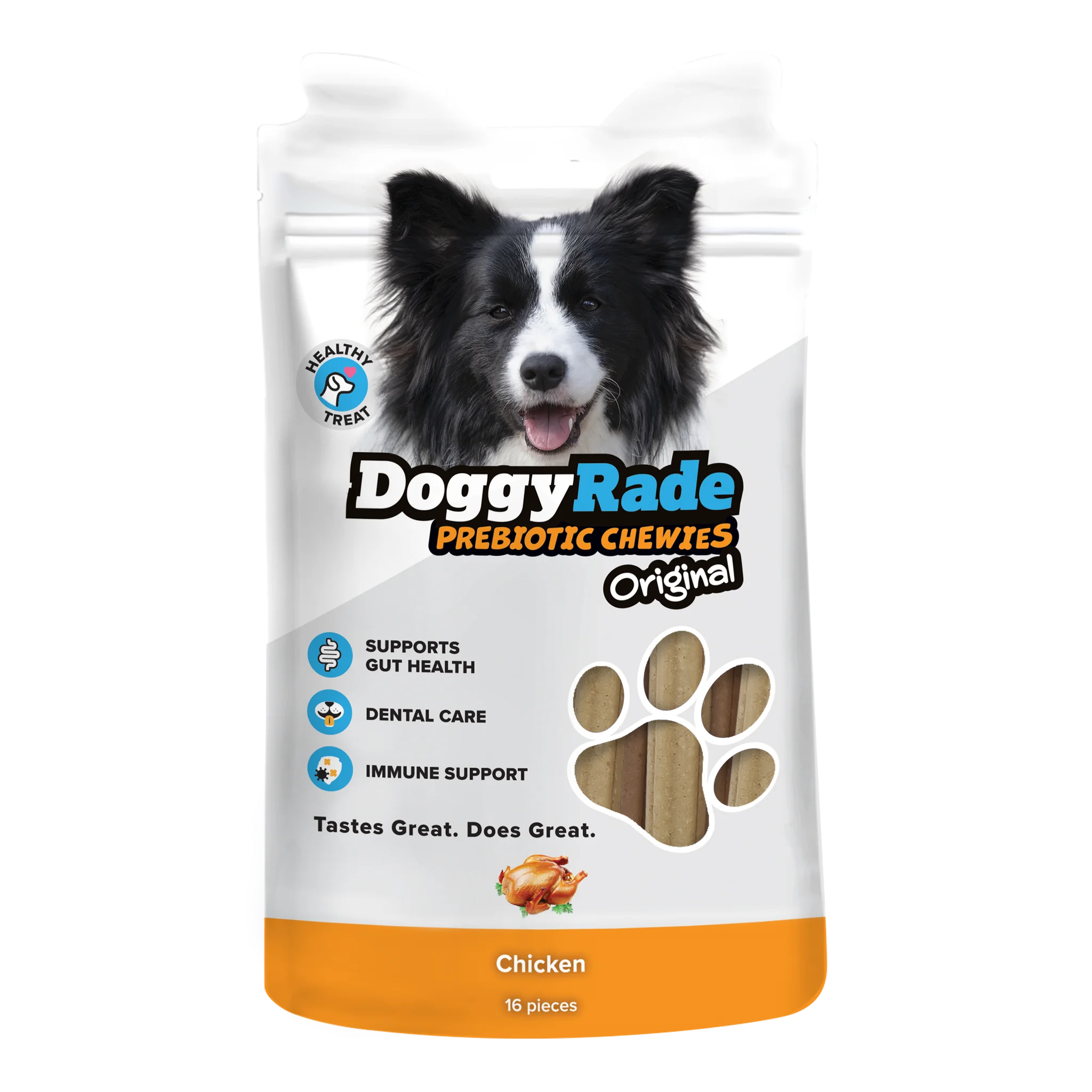 Doggyrade Prebiotic Chewies Dog Treats Chicken/Banana & Peanut Butter x 16 Chews