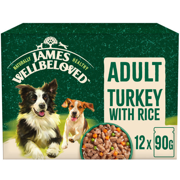 James Wellbeloved Adult Dog Food Turkey Pouches 90g x 12