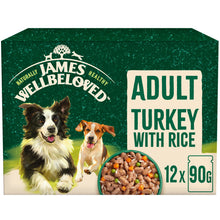 Load image into Gallery viewer, James Wellbeloved Adult Dog Food Turkey Pouches 90g x 12
