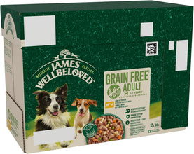 Load image into Gallery viewer, James Wellbeloved Adult Dog Food Grain Free Lamb in Gravy Pouch 90g x 12

