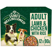 Load image into Gallery viewer, James Wellbeloved Adult Dog Food Lamb &amp; Chicken In Gravy Pouches 90g

