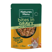 Load image into Gallery viewer, Natures Menu Chicken Bites in Gravy Pouch 85g x 22
