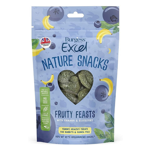 Burgess Excel Fruity Feasts Rabbit Treats Banana & Blueberry 60g