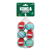 Load image into Gallery viewer, KONG Holiday SqueakAir Tennis Balls 6 Pack Small
