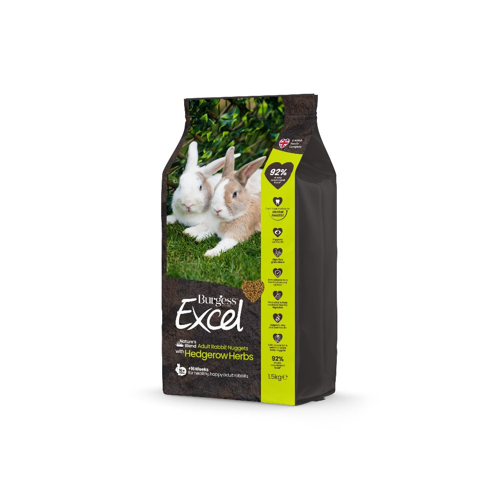 Burgess Excel Adult Rabbit Food Natures Blend With Hedgerow Herbs 1.5kg