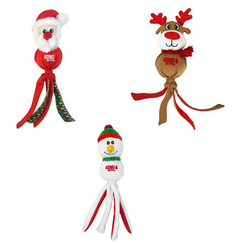 KONG Holiday Wubba Assorted Large | Santa | Reindeer | Snowman