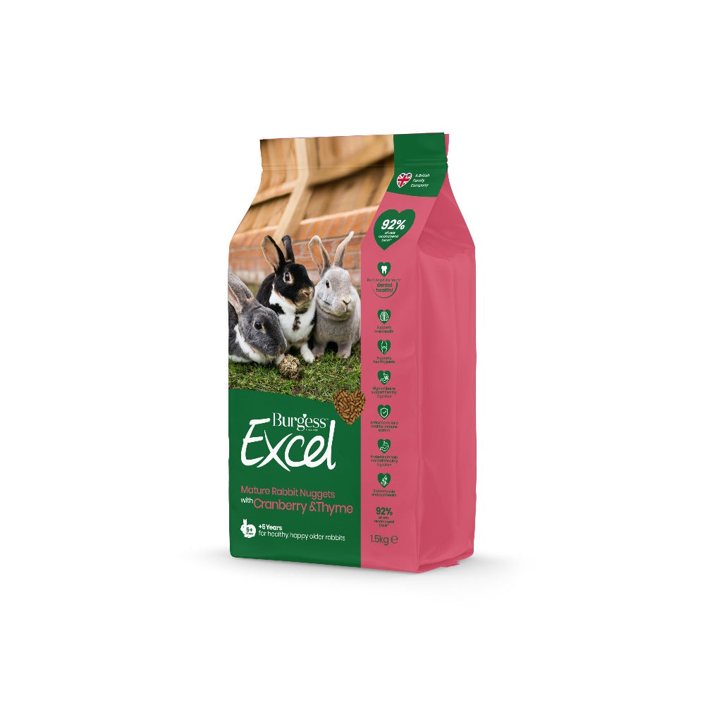 Burgess Excel Mature Rabbit Food Nuggets With Cranberry & Thyme 1.5kg