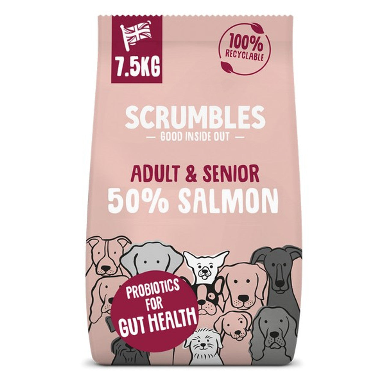 Scrumbles Dry Dog Food Adult & Senior Chicken/Salmon 2kg/7.5kg	