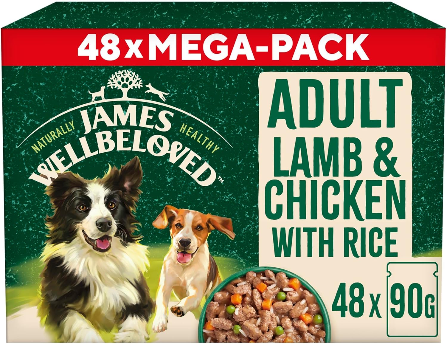 James Wellbeloved Adult Dog Food Lamb in Gravy Pouch 48 x 90g