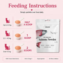Load image into Gallery viewer, Merlins 100% Freeze Dried Salmon Powder 100g - Natural Norwegian Salmon Supplement for Cats to Support Heart, Brain, Eye and Coat Health
