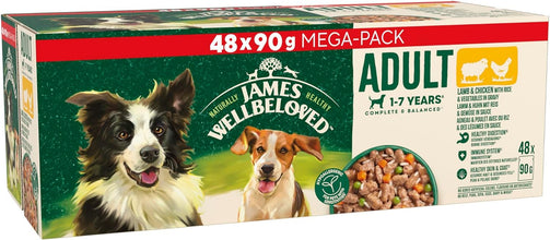 Load image into Gallery viewer, James Wellbeloved Adult Dog Food Lamb in Gravy Pouch 48 x 90g
