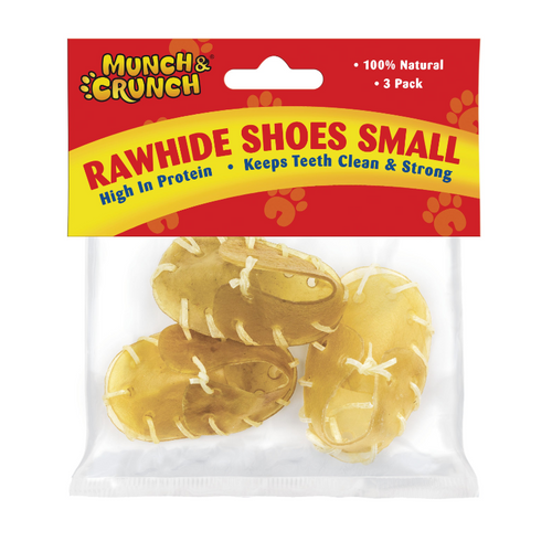 Munch & Crunch Small Rawhide Shoes Natural