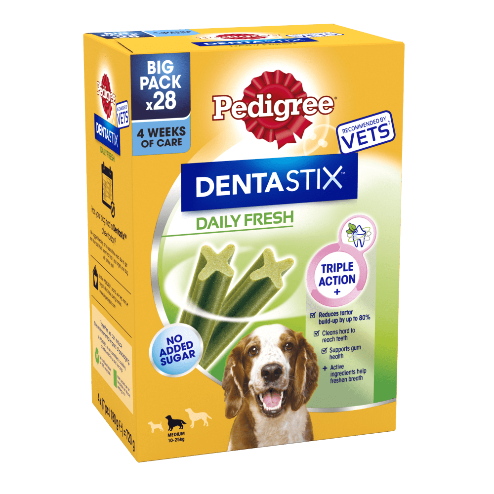 Pedigree Dentastix FRESH Daily Dental Chews Medium Dog 28 Sticks x 4