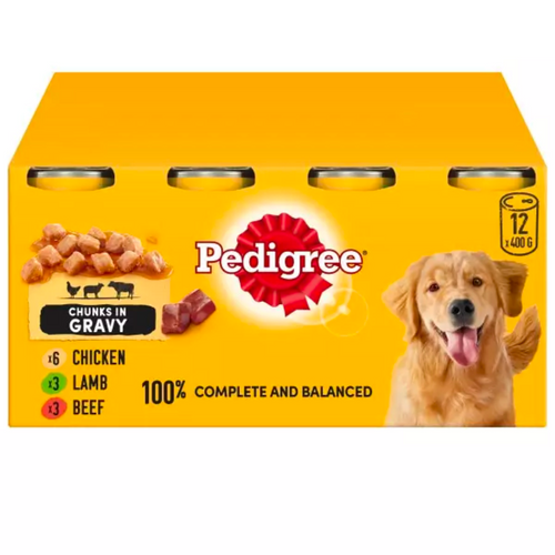Pedigree Adult Wet Dog Food Tins Mixed in Gravy 400g x12
