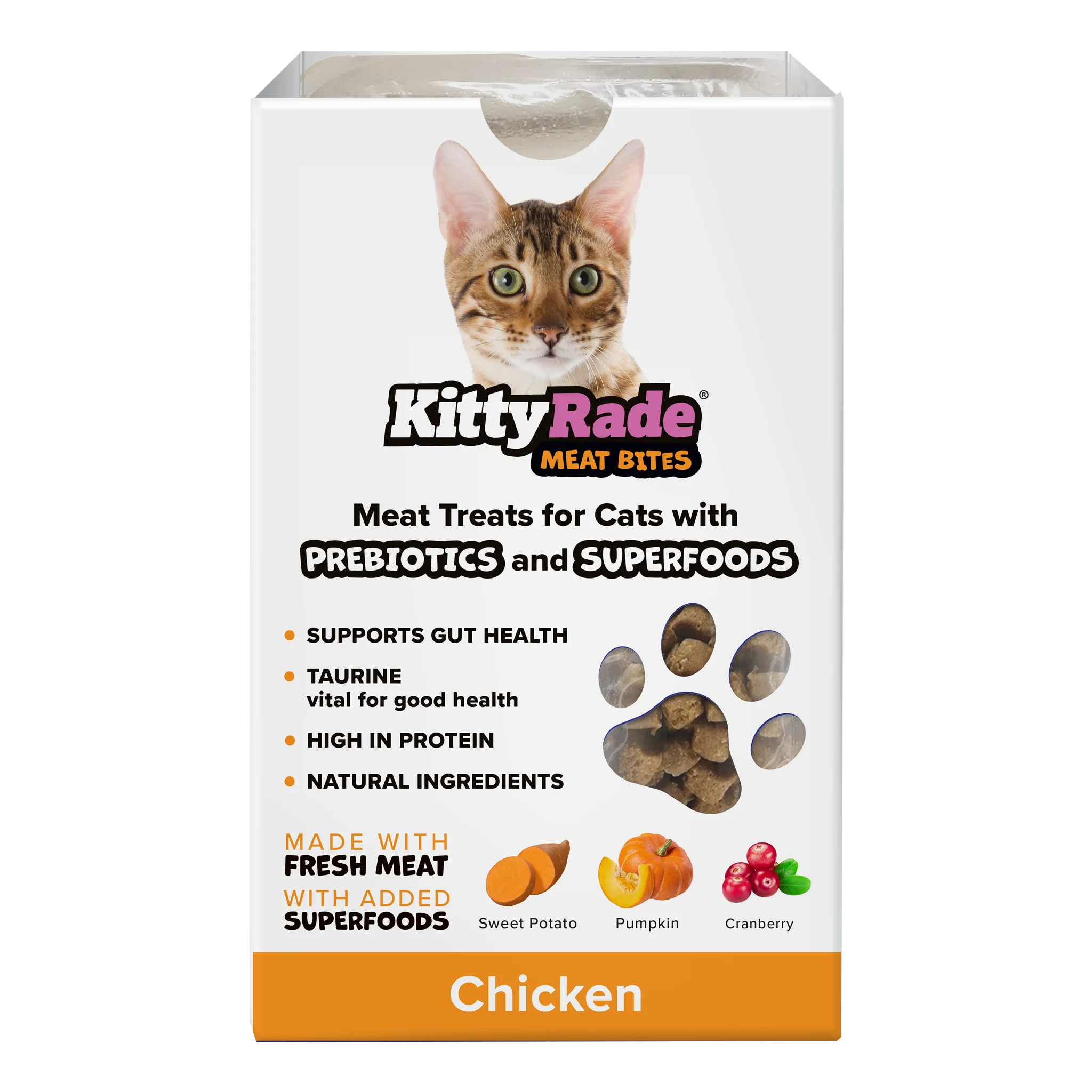 KittyRade Meat Bites Treats With Prebiotics & Superfoods For Cats 100g