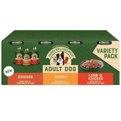James Wellbeloved Adult Dog Food Loaf Variety Pack 400g x 12