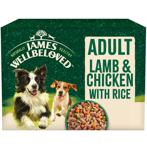 James Wellbeloved Adult Dog Food Lamb & Chicken In Gravy Pouches 90g