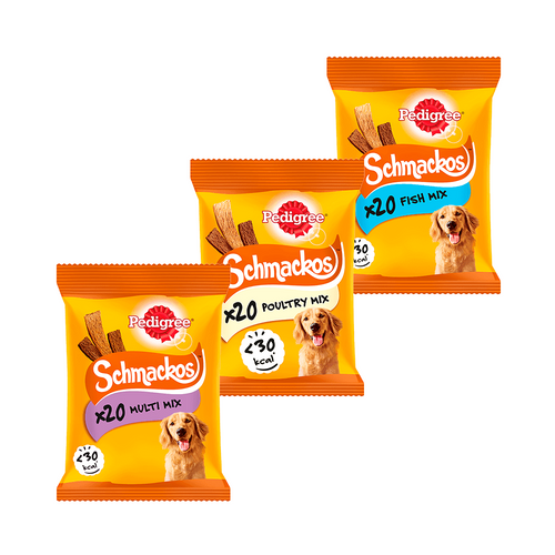 Pedigree Schmackos Dog Treats 20 Sticks In Meat Variety, Fish Or Poultry