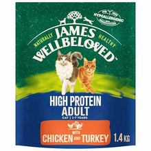 Load image into Gallery viewer, James Wellbeloved Cat Food Adult High Protein Chicken &amp; Turkey 1.4kg
