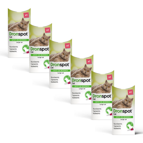 Dronspot Spot On Wormer for Large Cats (5 to 8kg) 6 Pipettes