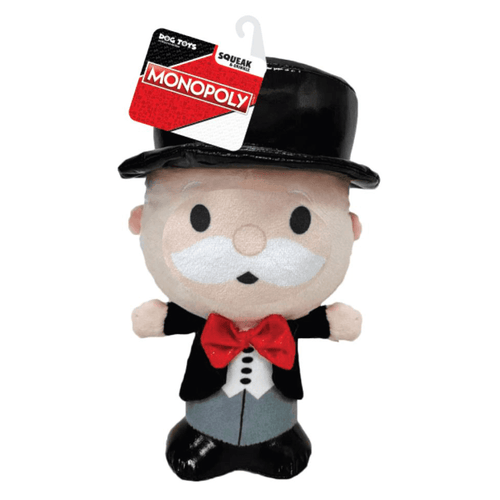 Hasbro Dog Toys Monopoly Mr. Money Bags Squeak & Crinkle Plush