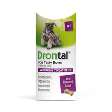 Load image into Gallery viewer, Drontal Tasty Bone Wormer Tablets for Small &amp; Medium Dogs - 2 to 20kg All Pack Sizes
