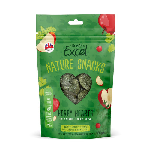 Burgess Excel Herby Hearts Treats For Small Animals 60g