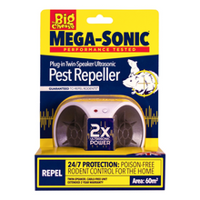Load image into Gallery viewer, The Big Cheese Mega-Sonic® Plug-In Twin-Speaker Pest Repeller

