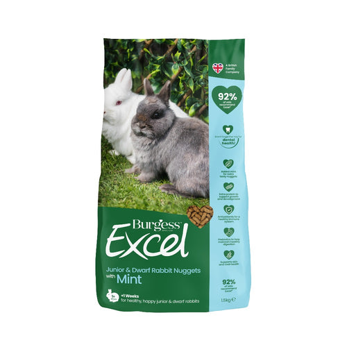 Burgess Excel Rabbit Food Nuggets For Junior & Dwarf Breeds With Mint