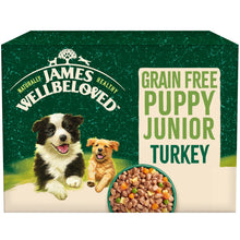 Load image into Gallery viewer, James Wellbeloved Grain Free Puppy Dog Food Turkey in Gravy Pouch 90g x 12
